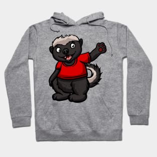 Cute Anthropomorphic Human-like Cartoon Character Honey Badger in Clothes Hoodie